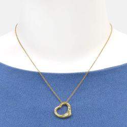 Pre Owned Tiffany Au750 18K Yg Open Heart Necklace Gold Metal