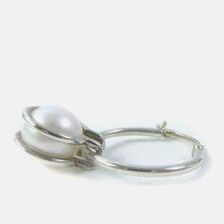 Tiffany & Co Pearl Hoop Earrings Sv925 Silver Silver Metal