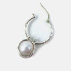 Tiffany & Co Pearl Hoop Earrings Sv925 Silver Silver Metal