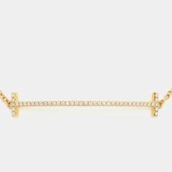 Pre Owned Tiffany & Co. T Smile Diamond 18k Yellow Gold Bracelet