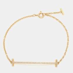Pre Owned Tiffany & Co. T Smile Diamond 18k Yellow Gold Bracelet