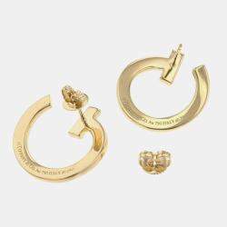 Tiffany & Co. 18K Yellow Gold and Diamond T One Open Hoop Earrings