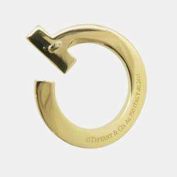 Tiffany & Co. 18K Yellow Gold and Diamond T One Open Hoop Earrings