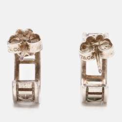 Pre Owned Tiffany & Co. Silver 925 Atlas Roman Numeric Hoop Earrings