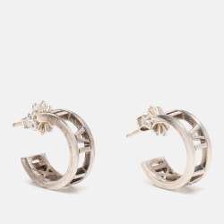 Pre Owned Tiffany & Co. Silver 925 Atlas Roman Numeric Hoop Earrings