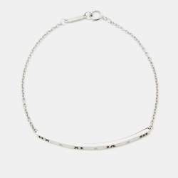 Tiffany & Co. Atlas Pirced Bar Diamonds 18k White Gold Bracelet