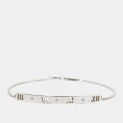 Tiffany & Co. Atlas Pirced Bar Diamonds 18k White Gold Bracelet