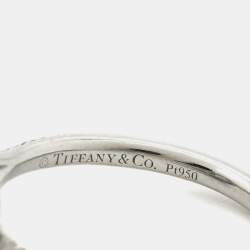 Tiffany & Co. Tiffany Soleste Cushion Cut Diamond Solitaire Double Halo Platinum Engagement Ring Size 51