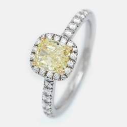 Tiffany & Co. Tiffany Soleste Diamonds Platinum 18k Yellow Gold Ring Size 50