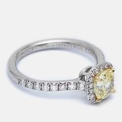 Tiffany & Co. Tiffany Soleste Diamonds Platinum 18k Yellow Gold Ring Size 50