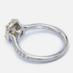 Tiffany & Co. Tiffany Soleste Diamonds Platinum 18k Yellow Gold Ring Size 50