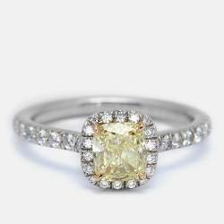 Tiffany & Co. Tiffany Soleste Diamonds Platinum 18k Yellow Gold Ring Size 50