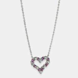 Tiffany & Co. Platinum and Diamond Elsa Peretti Open Heart Pendant Necklace