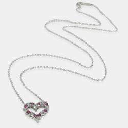 Tiffany & Co. Platinum and Diamond Elsa Peretti Open Heart Pendant Necklace
