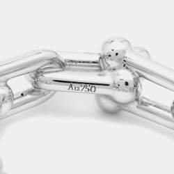 Pre Owned Tiffany & Co. Tiffany HardWear Small Link Diamonds 18k White Gold Ring Size 55