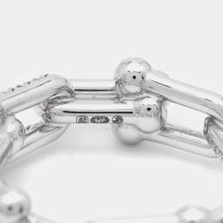 Pre Owned Tiffany & Co. Tiffany HardWear Small Link Diamonds 18k White Gold Ring Size 55