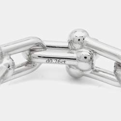 Pre Owned Tiffany & Co. Tiffany HardWear Small Link Diamonds 18k White Gold Ring Size 55