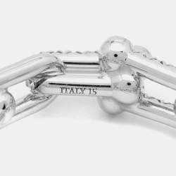 Pre Owned Tiffany & Co. Tiffany HardWear Small Link Diamonds 18k White Gold Ring Size 55