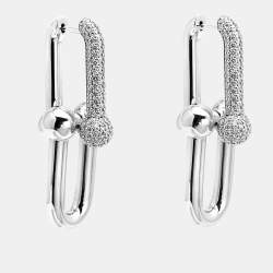 Tiffany HardWear Large Link Diamonds 18k White Gold Earrings
