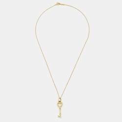 Pre Owned Tiffany & Co. Key Heart Mini 18k Yellow Gold Pendant Necklace