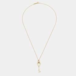 Pre Owned Tiffany & Co. Key Heart Mini 18k Yellow Gold Pendant Necklace