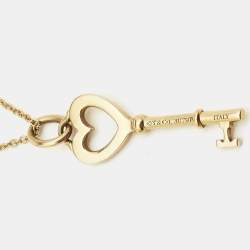Pre Owned Tiffany & Co. Key Heart Mini 18k Yellow Gold Pendant Necklace