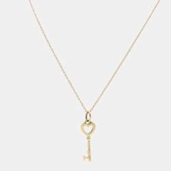 Pre Owned Tiffany & Co. Key Heart Mini 18k Yellow Gold Pendant Necklace