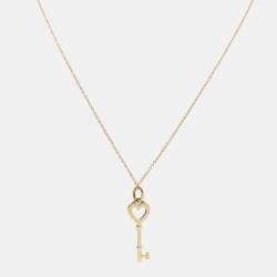 Pre Owned Tiffany & Co. Key Heart Mini 18k Yellow Gold Pendant Necklace