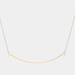 Pre Owned Tiffany & Co. 18k Yellow Gold T Smile Necklace