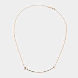 Pre Owned Tiffany & Co. 18k Yellow Gold T Smile Necklace