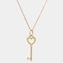 مملوكة مسبقًا Tiffany & Co. Heart Key 18k Yellow Gold Pendant Necklace