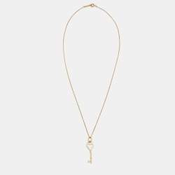 مملوكة مسبقًا Tiffany & Co. Heart Key 18k Yellow Gold Pendant Necklace