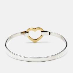 Pre Owned Tiffany & Co. Heart Sterling Silver 18k Yellow Gold Bracelet
