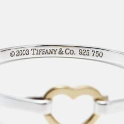 Pre Owned Tiffany & Co. Heart Sterling Silver 18k Yellow Gold Bracelet