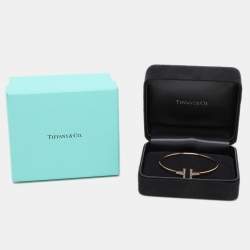 Pre Owned Tiffany & Co. T Wire Diamond 18k Yellow Gold Bracelet