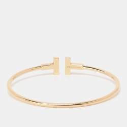 Pre Owned Tiffany & Co. T Wire Diamond 18k Yellow Gold Bracelet