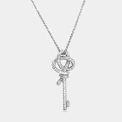 Tiffany & Co. Medium Knot Diamond Platinum Pendant Necklace