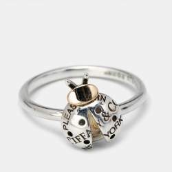 Tiffany & Co. Love Lady Bug Sterling Silver18k Gold Ring Size 54