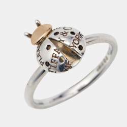 Tiffany & Co. Love Lady Bug Sterling Silver18k Gold Ring Size 54