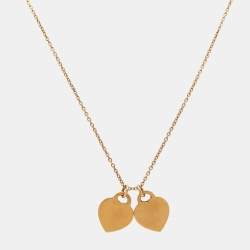 Tiffany & Co. Return To Tiffany Diamond 18K Rose Gold Mini Double Heart Tag Pendant Necklace