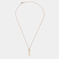 Pre Owned Tiffany & Co. Heart Key 18K Rose Gold  Pendant Necklace