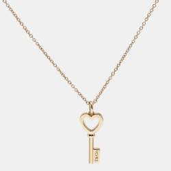 Pre Owned Tiffany & Co. Heart Key 18K Rose Gold  Pendant Necklace