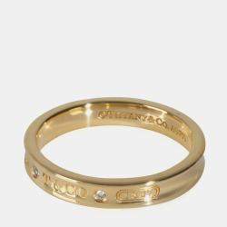 Tiffany & Co. 18K Yellow Gold Diamond 1837 Ring EU 65