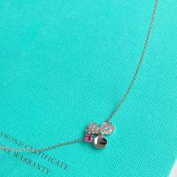 Tiffany & Co. 18K White Gold Diamond Pink Tourmaline Paper Flower Necklace