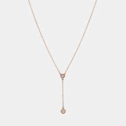 Tiffany & Co. 18K Rose Gold Double Diamond Pendant Necklace