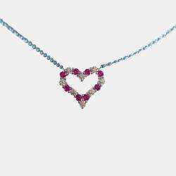 Tiffany & Co. 18K White Gold Heart Platinum Ruby Pendant Necklace