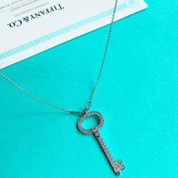 Tiffany & Co. Platinum Diamond Pendant Keys Necklace 