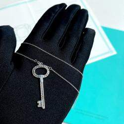 Pre Owned Tiffany & Co. Platinum Diamond Pendant Keys Necklace 