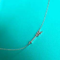 Tiffany Platinum Pave Diamond Cupid Arrow Pendant Necklace