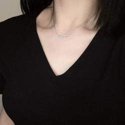 Tiffany Platinum Pave Diamond Cupid Arrow Pendant Necklace